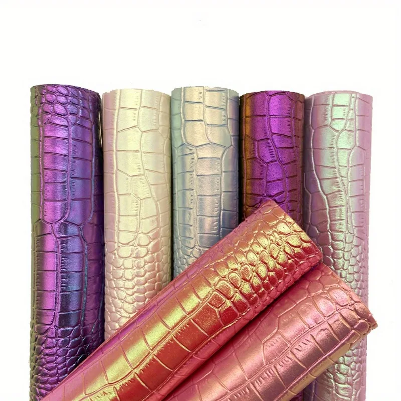 7 шт. листы радужной виниловой крокодиловой кожи 21 х30 см