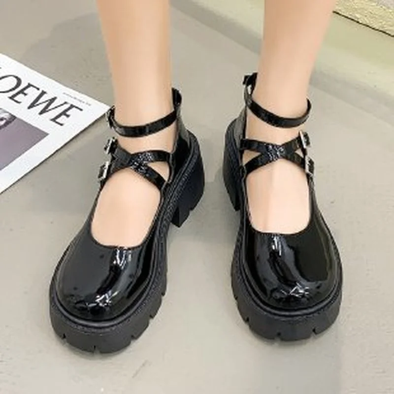 

Женские туфли мэри джейн 2022, женские винтажные туфли на высоком каблуке и платформе в стиле Лолиты, студенческие туфли в японском стиле для ...