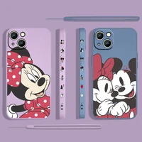 mickey mouse minnie love for apple iphone 13 12 mini 11 pro xs max xr x 8 7 6s se plus liquid left rope phone case cover capa