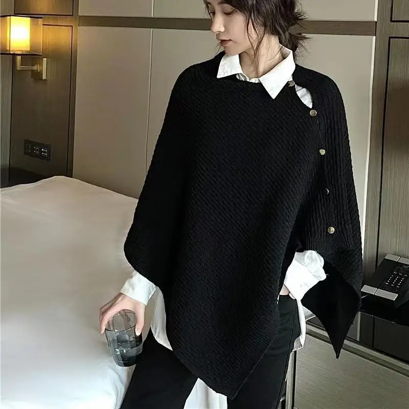 Женское однотонное пончо в корейском стиле, цвет в ассортименте ...