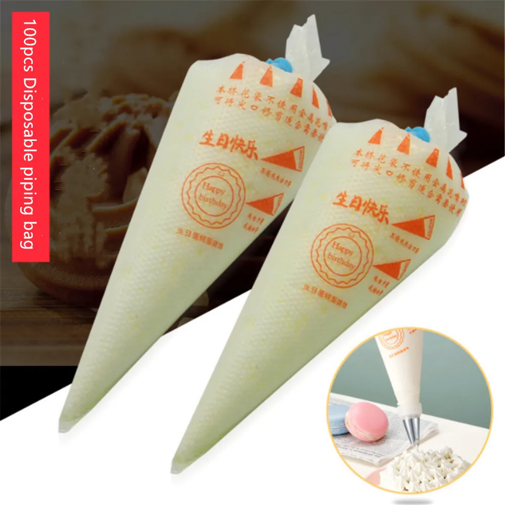 

100pcs Disposable Piping Pastry Bag Cake Nozzles Pastry Bags Icing Piping Fondant Cake Cream Holder Cupcake Decorating Tools