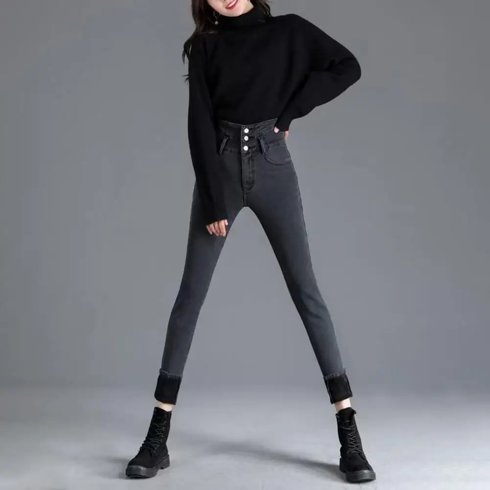 

High Waist Thin Plush Skinny Denim Pants Womens Winter New Slim Pencil Kot Pantolon Oversized Thick Jeans Casual Long Vaqueros