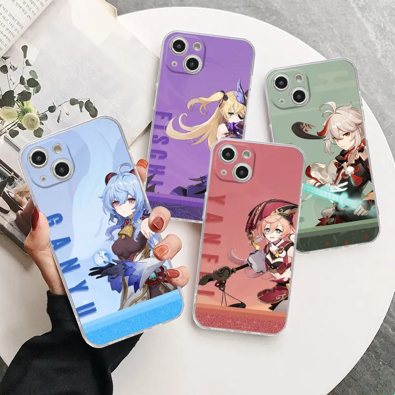 

Phone Case For Apple iPhone 11 14 12 13 Pro Max mini 5 6 6s 7 8 Plus SE 2020 X XR XS Silicone Soft Fundas Genshin Impact Card