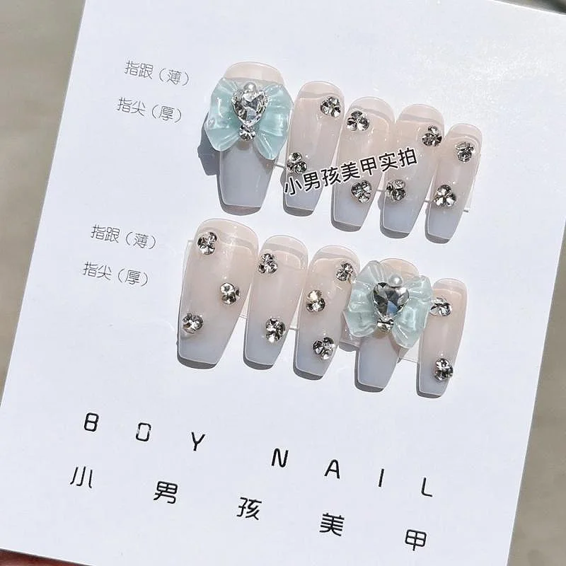 

Diy Sailor Moon Blue Series Gradation Super Sparkle Rhinestones Three-Dimensional Decoration Handmade Manicure Girl Nail Patch