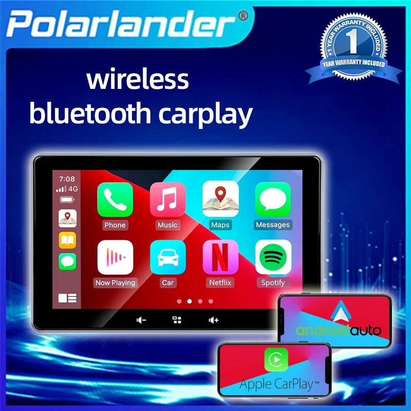 

Portable Universal 7'' 2.5D IPS Touch Screen MirrorLink Multimedia AUX Wireless Reversing Camera Carplay BT5.0 Car Head Support