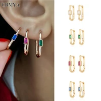 crmya gold silver plated hoop earrings for women vintage piercing color cz zircon modern womens earrings 2022 jewelry
