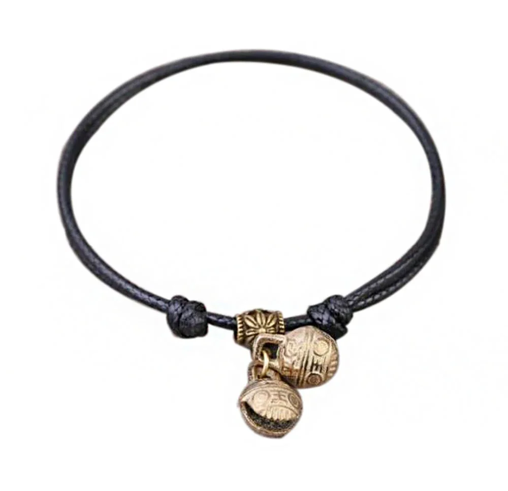 

Adjustable Pet Collar with Bell Pendant Lightweight Dog Cat Collar 7-11 inches, Black rope