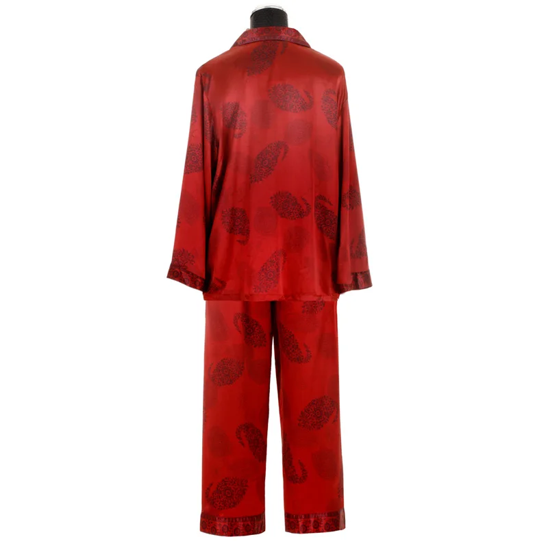 Men's Pajama Set Mens Sleepwear Red Satin Silk Pajamas for Couples Nightwear Pjs Dropshipping