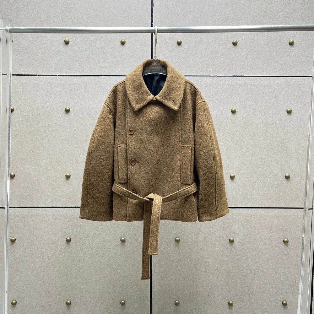 Женская куртка из смесовой шерсти Y2k с поясом-корсетом тонкая элегантная