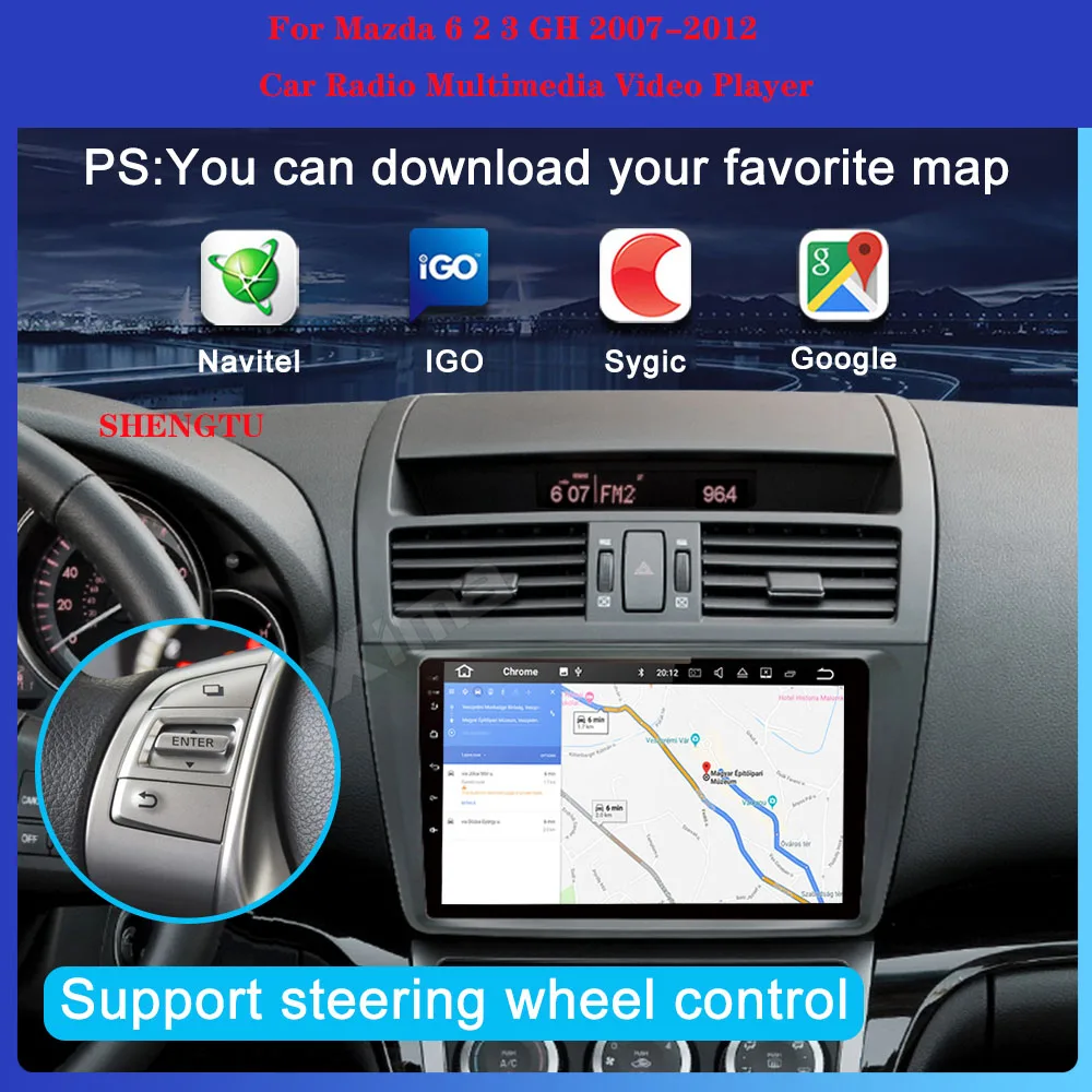 Автомагнитола на Android 10/9/11 мультимедийный плеер для Mazda 6 GH 2007-2012 Авторадио с