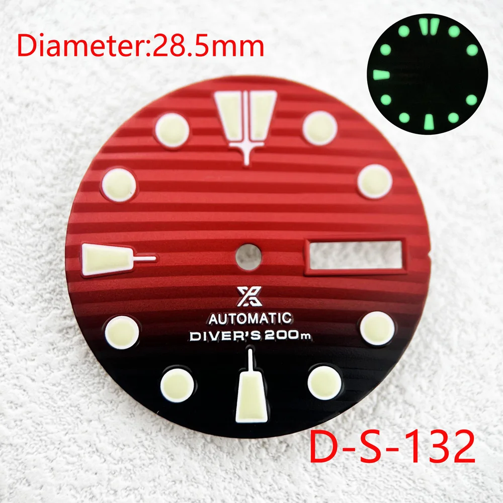 28.5mm Green/Blue Luminous Dial Fit SKX007/SUB Watches Accessories for NH35 NH36 Automatic Movement With S Logo