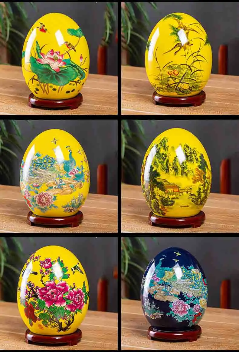 

Jingdezhen Pottery Auspicious Egg Ceramic Adornments Home Bookcase Porch Ornament Crafts Study Room Office Furnishing Decoration
