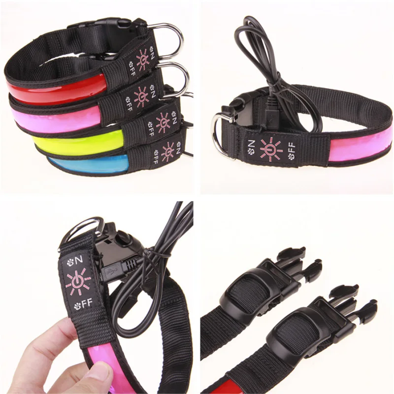 Pet USB Charging LED Anti-lost Luminous Collar 61-64cm Pet Dog Collar Night Dog Collars Glowing Luminous