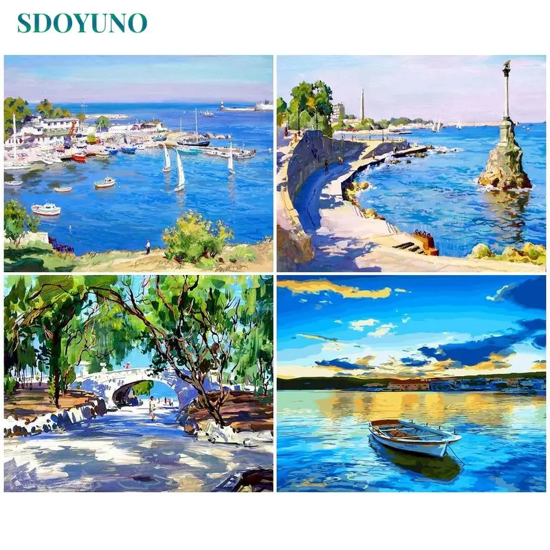 

SDOYUNO 40x50cm Painting By Numbers Handmade Paintings On Number Landscapes Lakes Coloring By Number Home decor