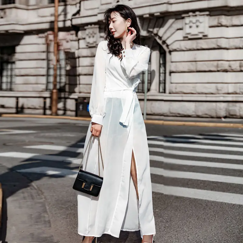 Geskeey Extra Long Chiffon Sweater Cardigan Capes Over Women's Summer Sunscreen New Europe Style Hot Sale |