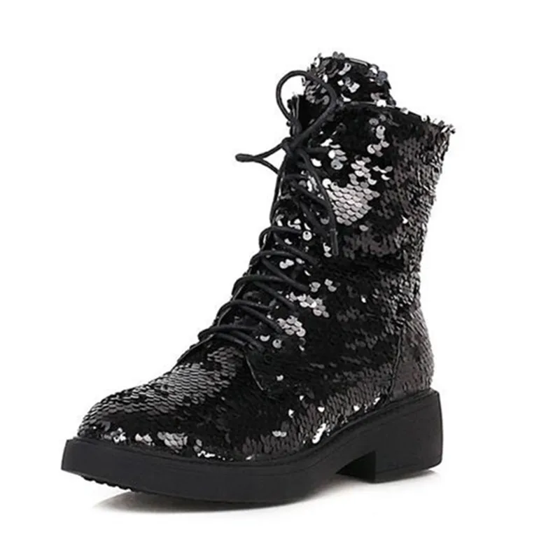 

Color-Changing Sequined Cloth Autumn And Winter Trendy Women's Boots One-Color Changing Multi-Color Magical Shoes Sequin Circle