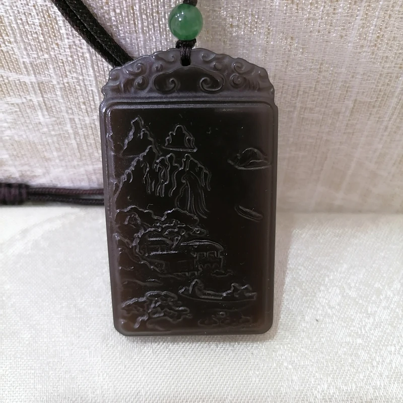 

Подвеска из натурального дыма и серого нефрита ручной работы, украшение в стиле бутика, ожерелье для мужчин и женщин, подарочные аксессуары