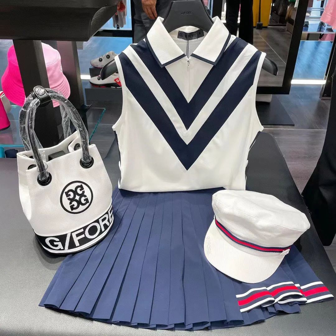 New Summer 2022 Golf Ladies Sleeveless Vest Outdoor sport casual Vest Navy style High quality cotton technology fabric