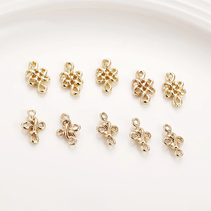 

4 шт. медное покрытие 18K Настоящее золото мини китайский узел двойная Подвеска Сделай Сам ювелирные изделия серьги аксессуары материалы
