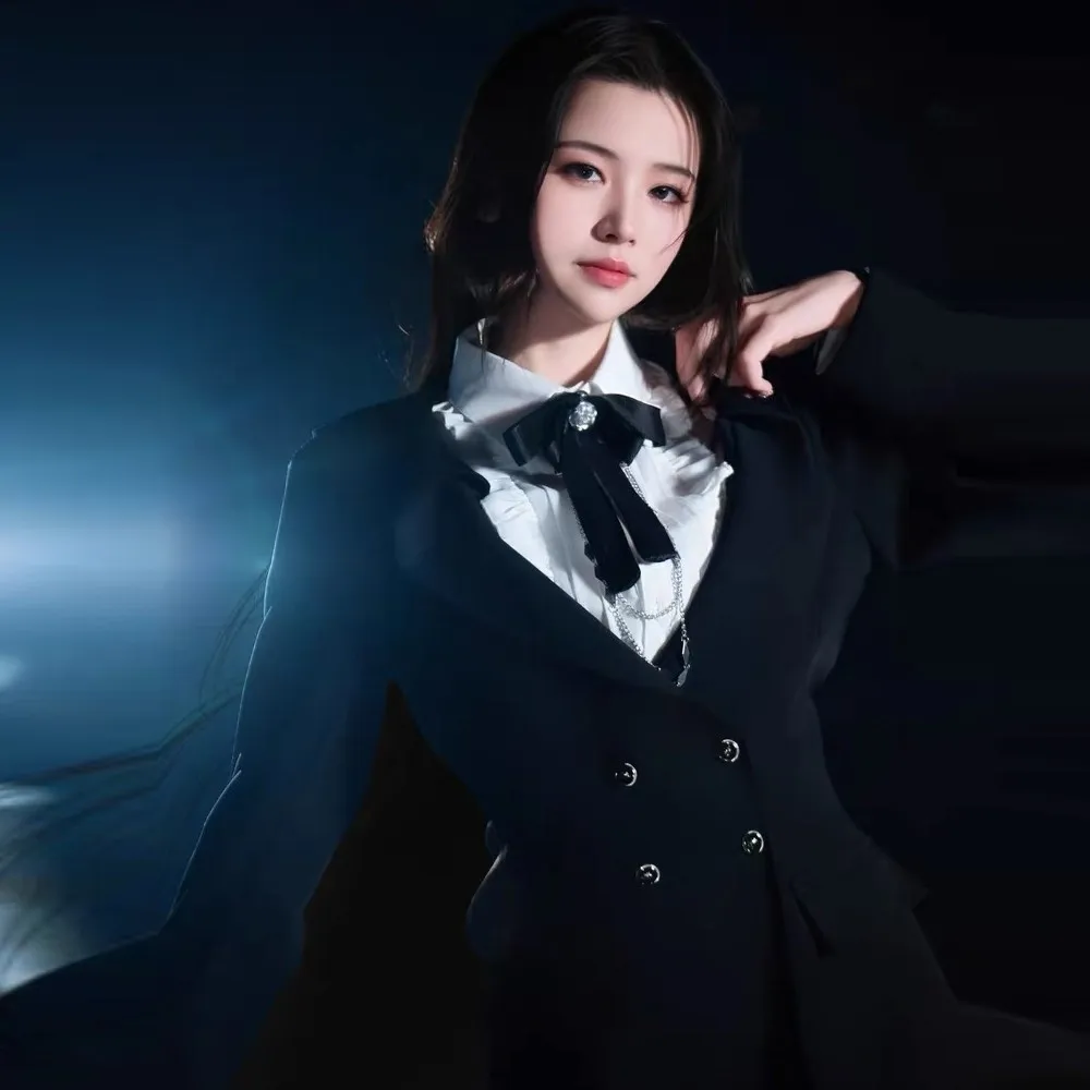 Фото Игра MC Love And DeepSpace Player Косплей Mc Outfit Костюм парик Qimeng Черный костюм Хэллоуин Вечеринка Пара для женщин №3