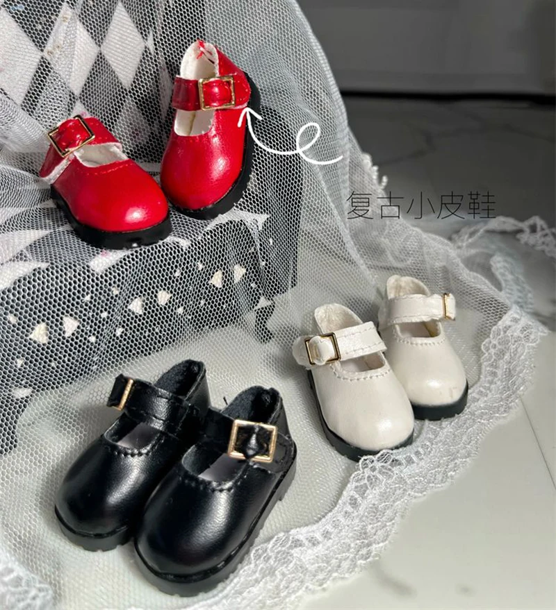 30cm Doll's Shoes Vintage Leather Shoes for 1/6 Fat Body Bjd Sd Doll White/red/black Diy Girl Toys Dress Up Doll Accessories