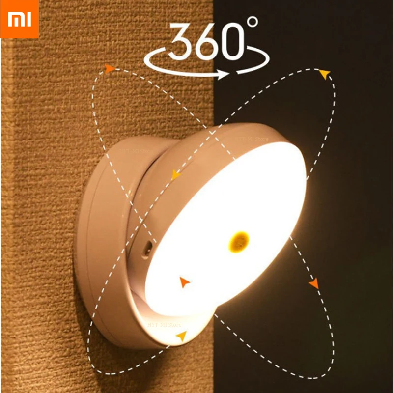 Xiaomi 360° rotatable induction wireless night light wall light usb charging corridor bedroom closet light lighting