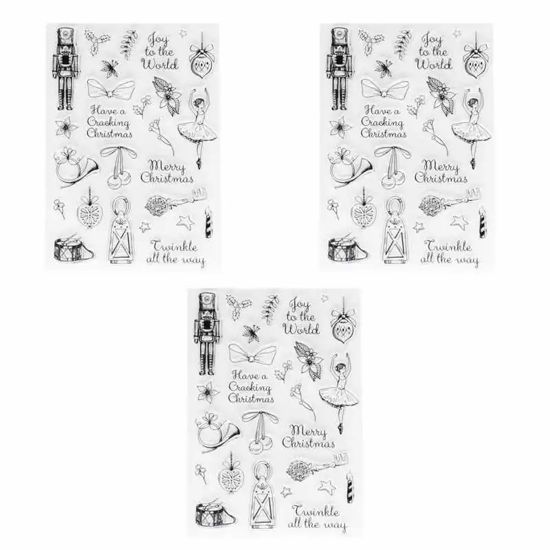 

3pcs Christmas Clear Stamps Silicone Clear Stamps/ For DIY Scrapbooking/Photo Album Card Making Craft Rubber Stamp