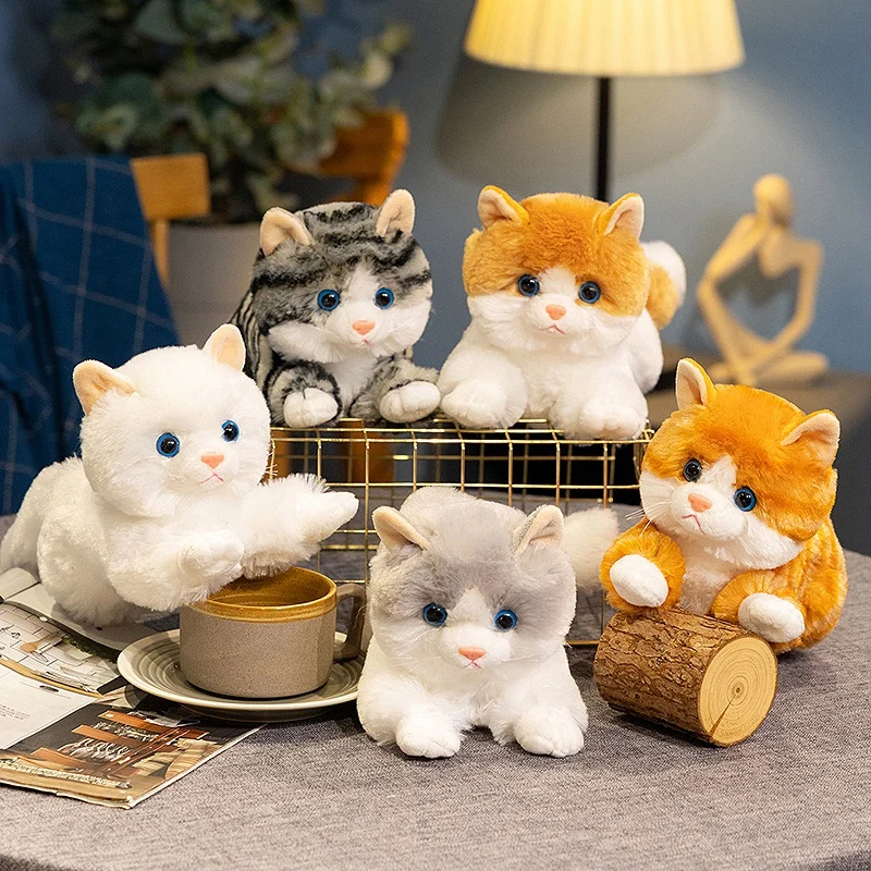 Фото Реалистичные кошки, плюшевая игрушка, имитация американских короткошерстных кавайных мягких кошек Siame, игрушки для домашних животных, реалистичный домашний декор, подарок на день рождения 31 см №1