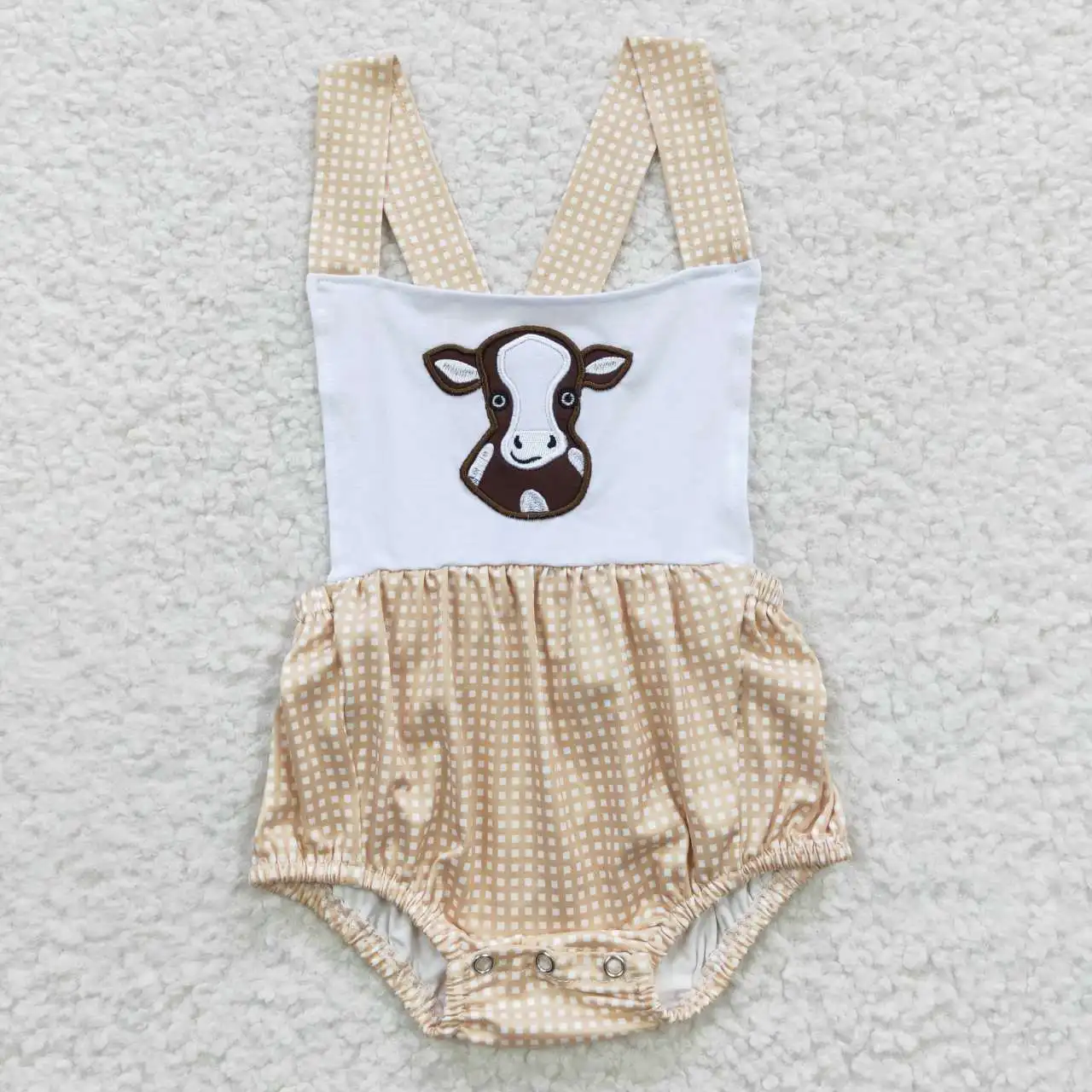 

N​ew Arrivals RTS Newborn Boys Summer Clothing Onesie Infants Cow Embroidery Rompers Baby Toddler Bodysuits