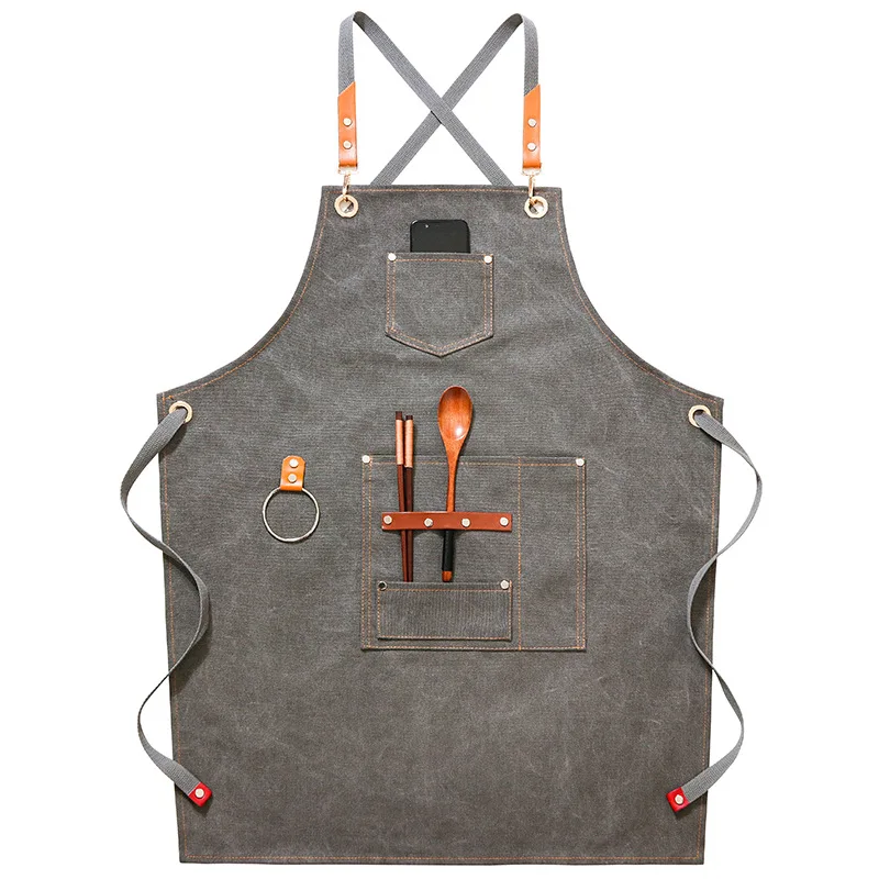 

for New Canvas Men Cafes Aprons Work Chef Kitchen Woman for Apron Bar Shop Nails Beauty Grill Uniform Studios Restaurant Fashion