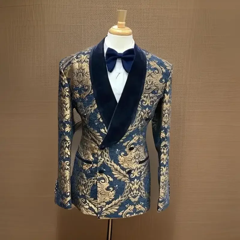 Мужской костюм Slim Fit с цветочным принтом