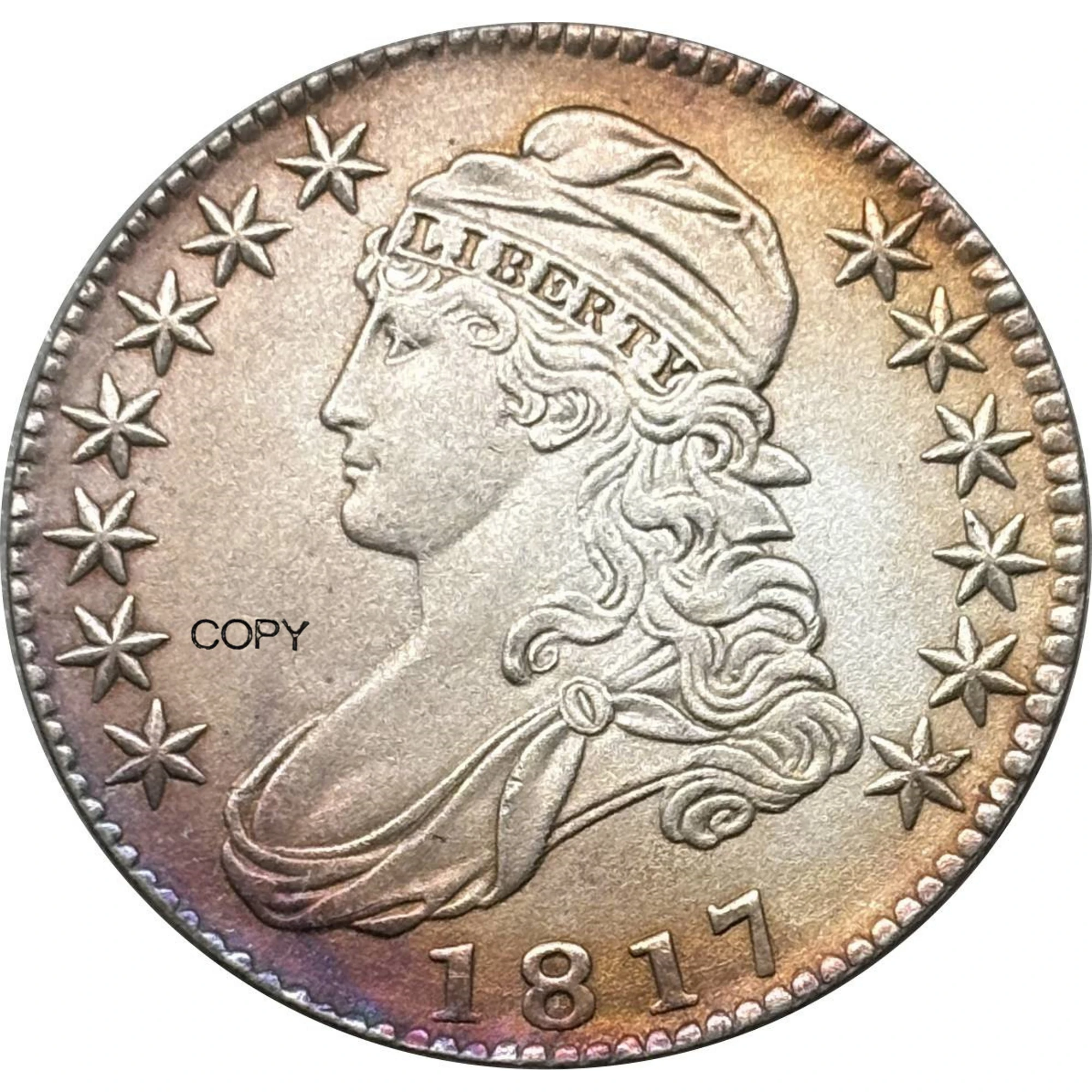 США 1817 50 центов 1⁄2 полудолларовый бюст посеребренная копия памятная монета