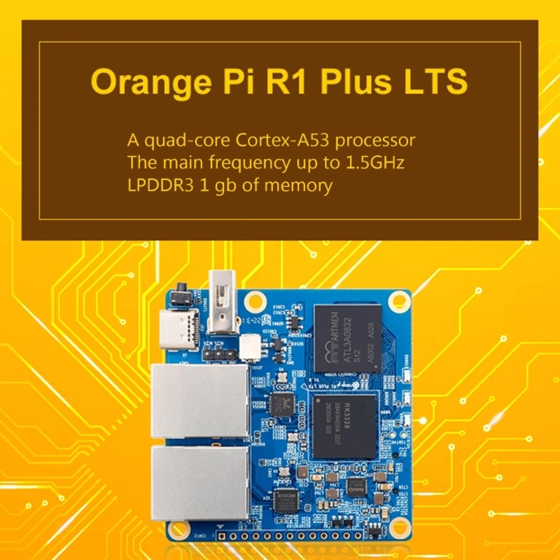

Single Board Computer for Orangepi R1 Plus LTS Dual 1000MB Ethernet Port Chip RK3328 Development Board K1KF