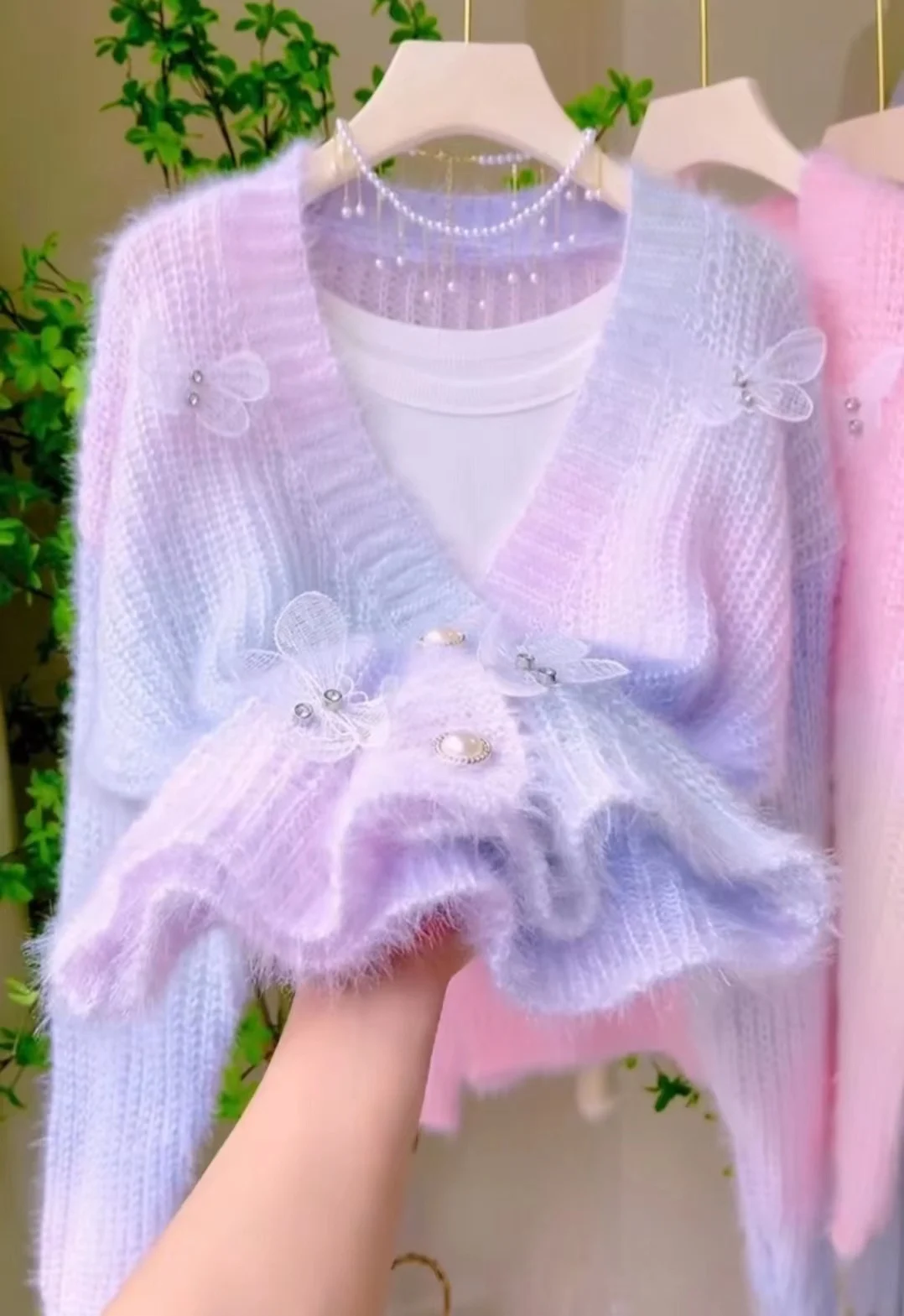 Женский вязаный кардиган с градиентом цвета Idle Sle осень-зима 2023 новый свободный