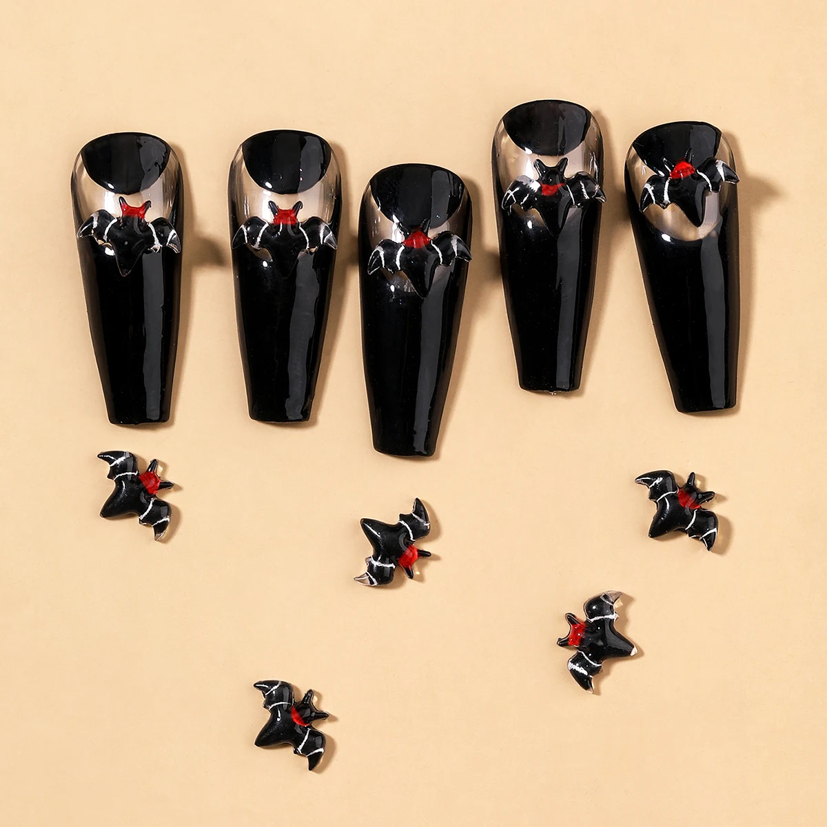 

10 шт. готические черные красные синие летучая мышь украшение для ногтей на Хэллоуин Подвески для ногтей из смолы аксессуары для дизайна ног...