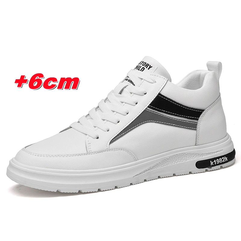 

WEH Man Daily Life Height Increasing Shoes Sneakers Heightening Shoes Elevator Shoes Height Increase Leather Shoes Insoles 6CM