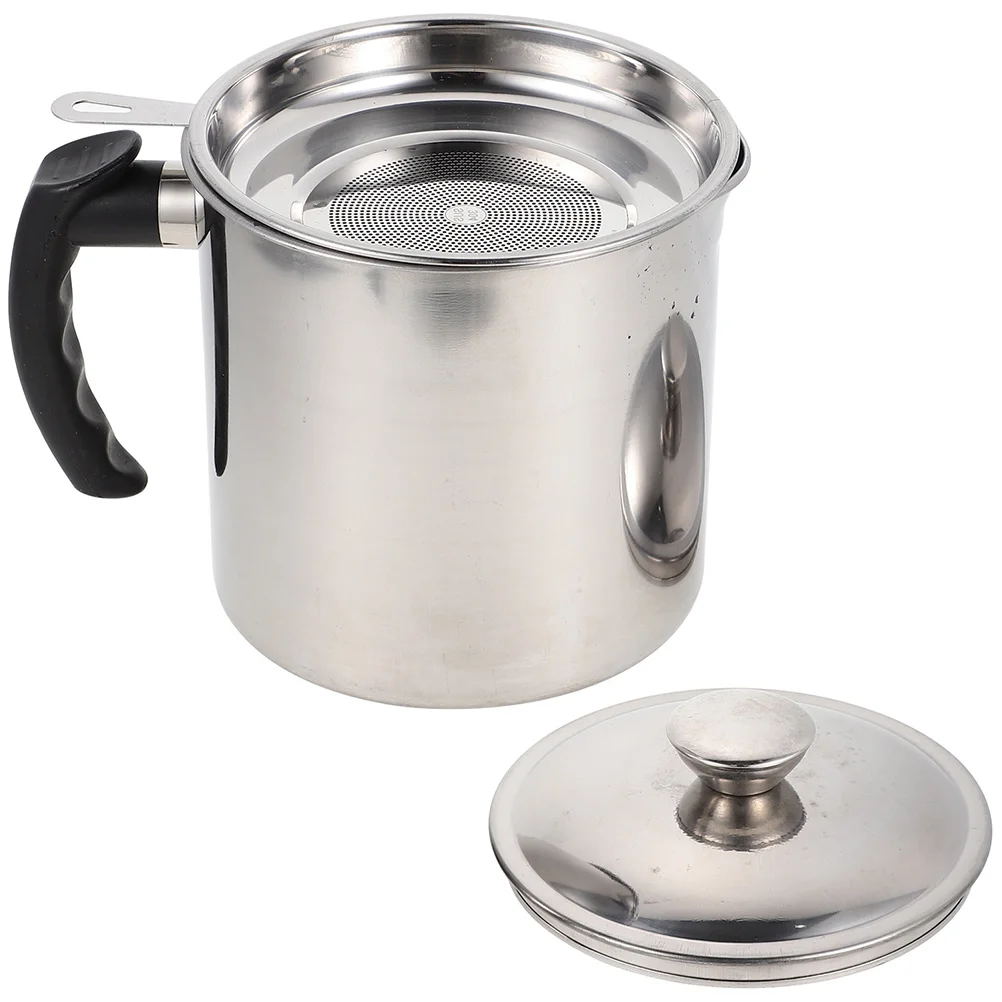 

Grease Oil Container Strainer Pot Bacon Pots Can Storage Vinegar Dispenser Frying Holder Steel Stainless Cooking Bottle
