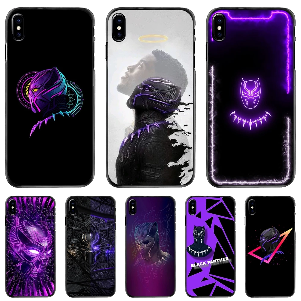 

marvel Black Panther neon boarder line For iPhone 11 12 13 14 Pro MAX Mini 5 5S SE 6 6S 7 8 Plus 10 X XR XS Hard Phone Case