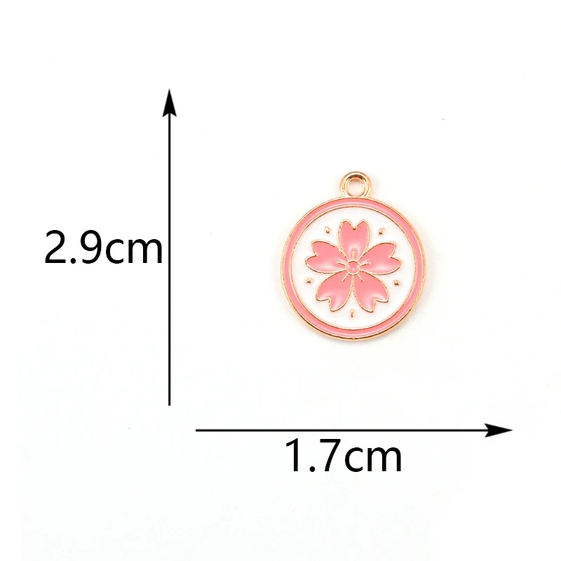 15 шт. 29*17 мм розовый цвет вишни эмалевый сплав кулон для браслета серьги ручной