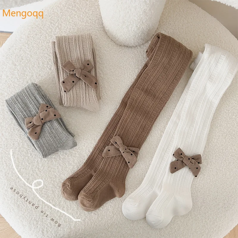 

Mengoqq Children Girls Autumn Winter Big Bow Knitting Tights Kids Baby Princess Warm Bottoming Pants Accessories Leggings 0-8Y