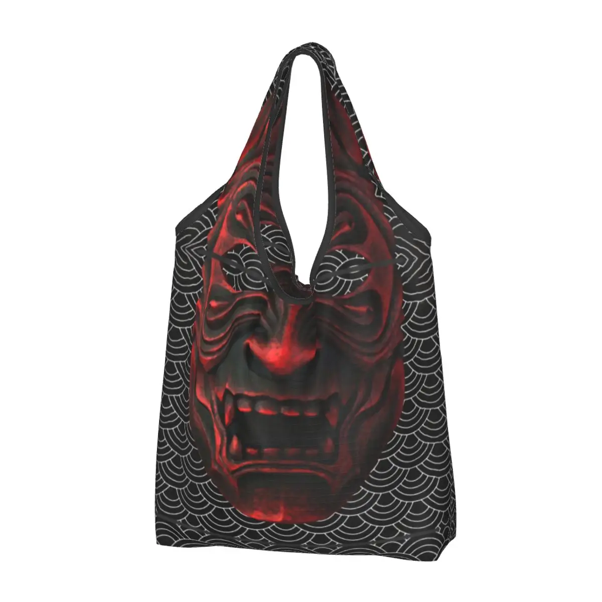 

Reusable Fashion Samurai Warrior Oni Shopping Bag Women Tote Bag Portable Japanese Anime Armor Demon Grocery Shopper Bags
