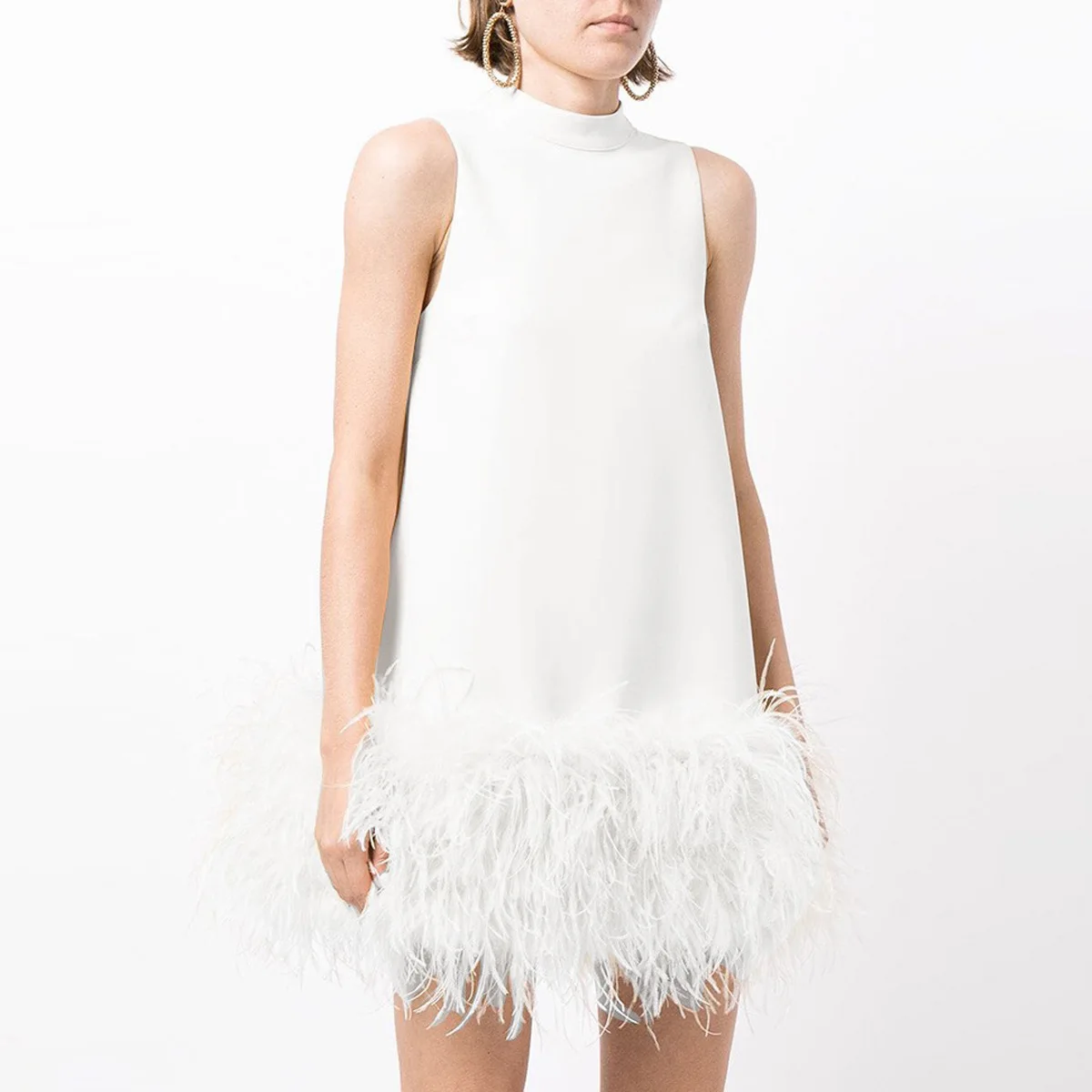 

Dress Women's Summer Ladies 2023 Sexy Short Feather Fur Dress Women round neck Sleeveless Loose Tassel A-line skirt Skirt Sexy
