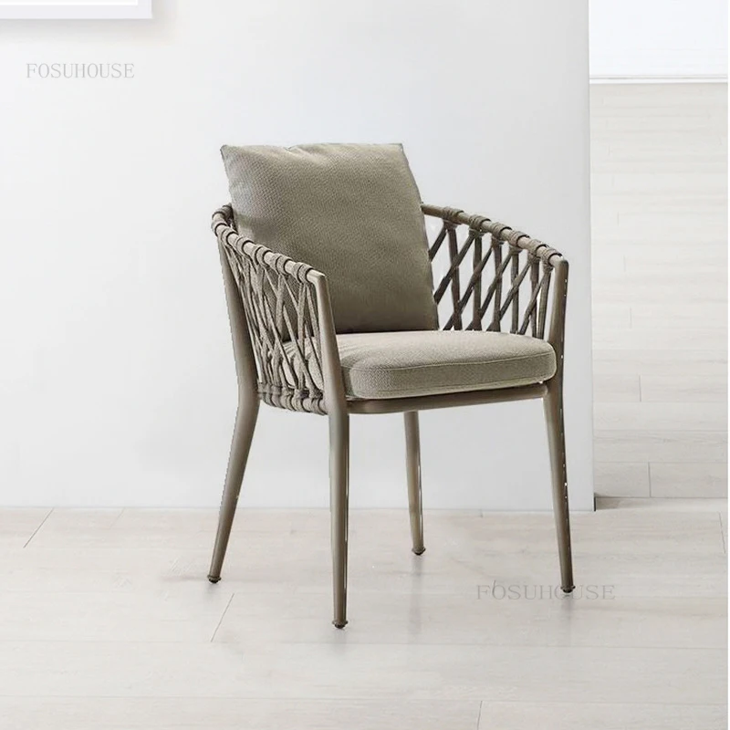 

Nordic Creative Rattan Dining Chairs Minimalist Modern Backrest Dining Chair Cushion Armchair Sillas De Comedor Home Furniture