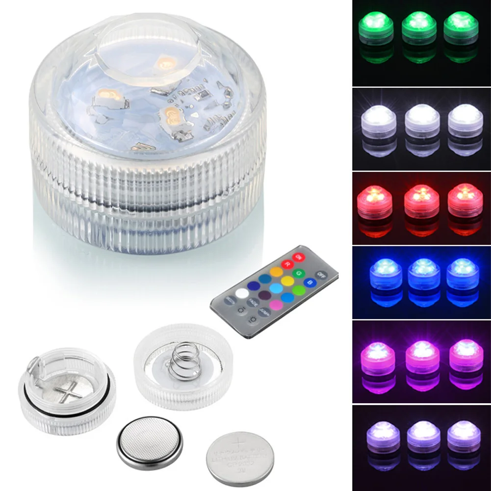 

LED Waterproof Light Underwater RGB Lamp + Remote Control Pool Scuba Bait Light Mini Lights Underwater Lamp Flash Fishing Light