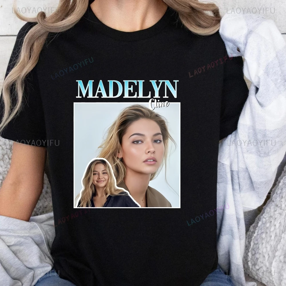 Madelyn Cline Estampado Camisetas Top Tendencia Manga Corta Camisas Unisex Grandes