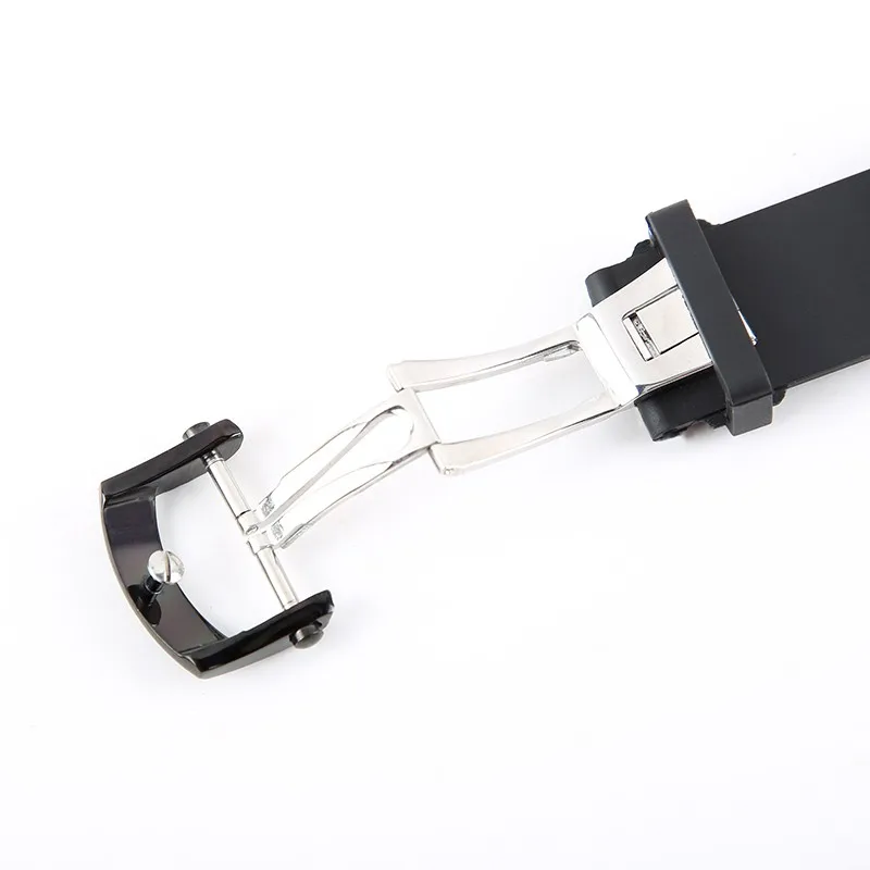 23mm Black Replacement Rubber Silicone Watchband Strap Fits For Chopard Watch