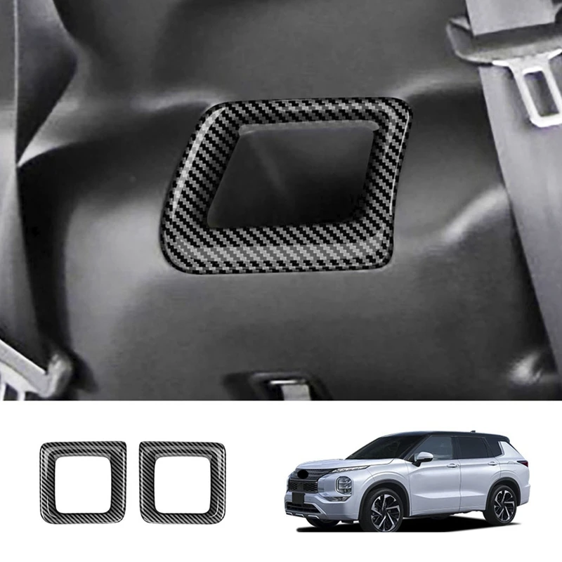 

Car Rear Third Row Water Cup Holder Decoration Frame Cover Trim for Mitsubishi Outlander 2022 2023 Carbon Fiber