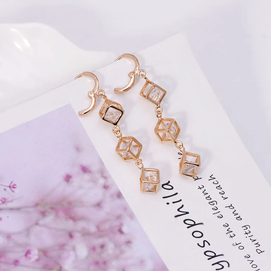 Женские серьги-подвески квадратной формы Элегантные ювелирные украшения