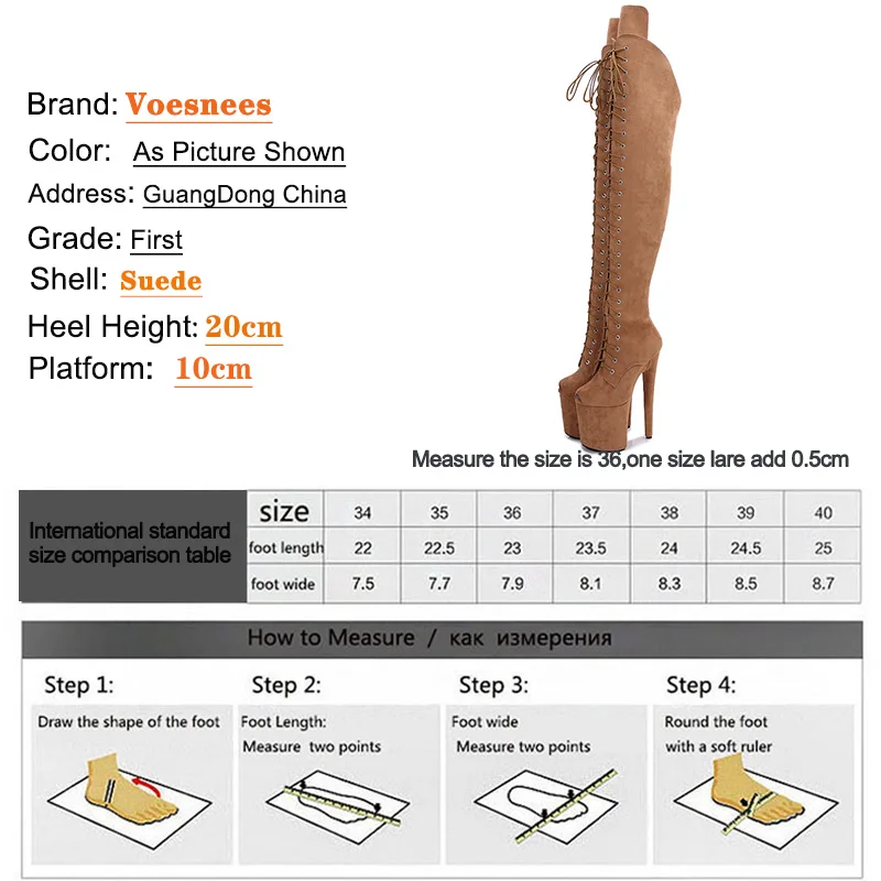 Женские сапоги выше колена на платформе 20 см фетиш черные замшевые с открытым