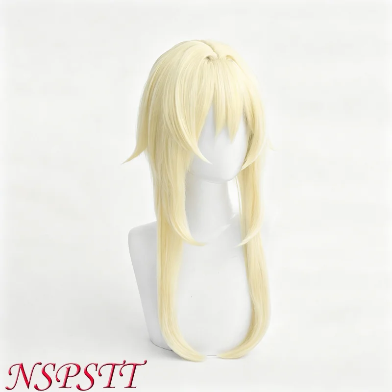 Фото Парик для косплея NSPSTT Genshin Impact Lumine Aether, 45 см, бледно-золотистый, из синтетических волос, для аниме-костюмов и аксессуаров №2